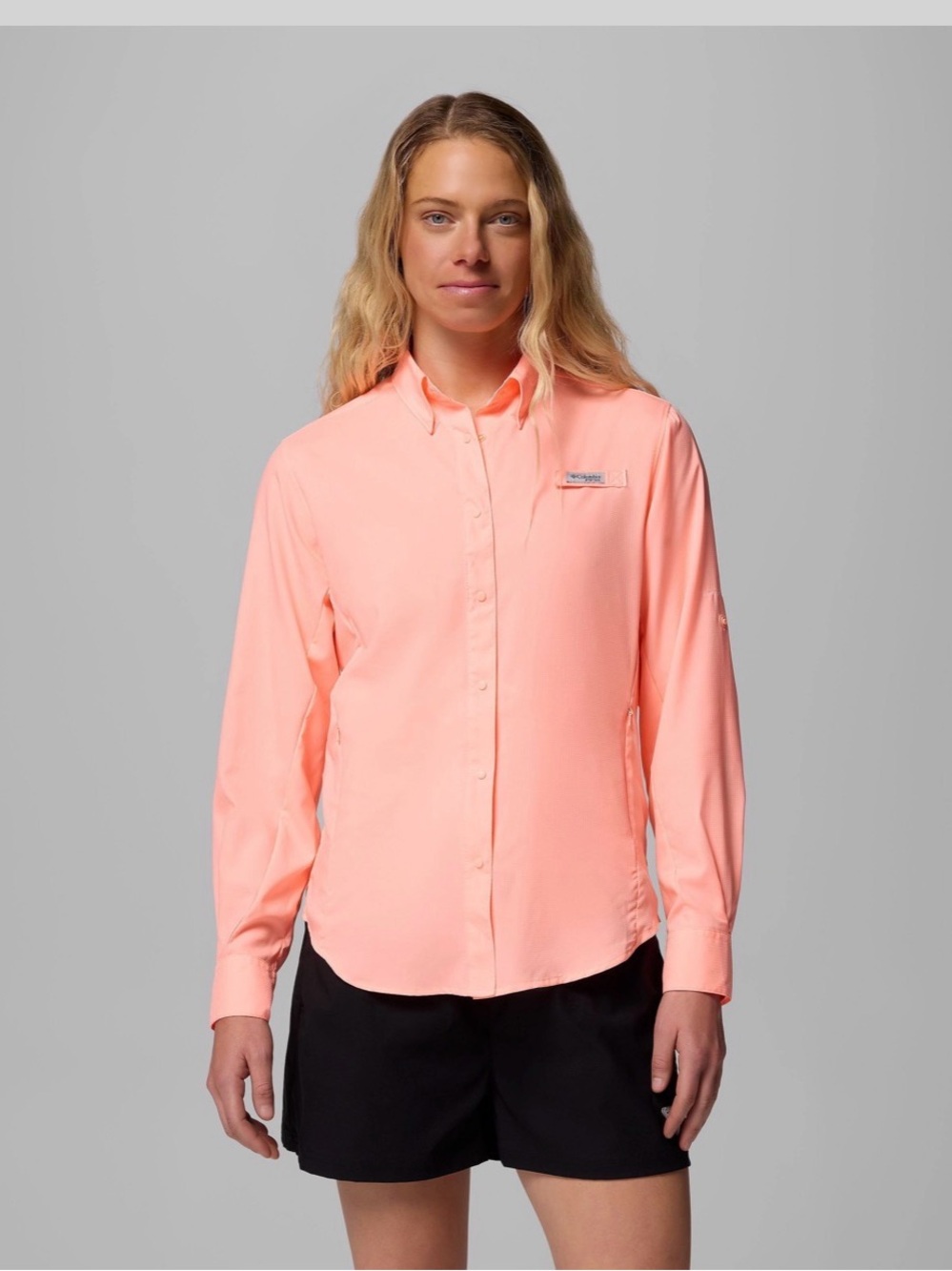 Columbia Women’s Pink Button-Down Camping Hiking Outdoor Shirt UPF Size XL